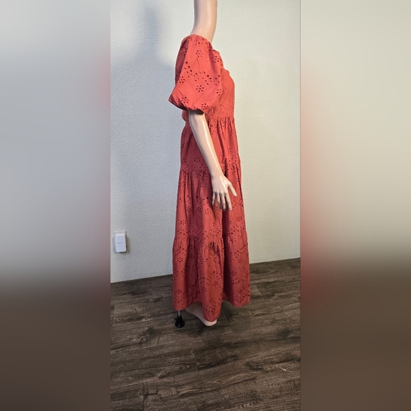 Meadow Rhodes women's maxi Orange dress balloon sleeve size Large - Picture 5 of 10